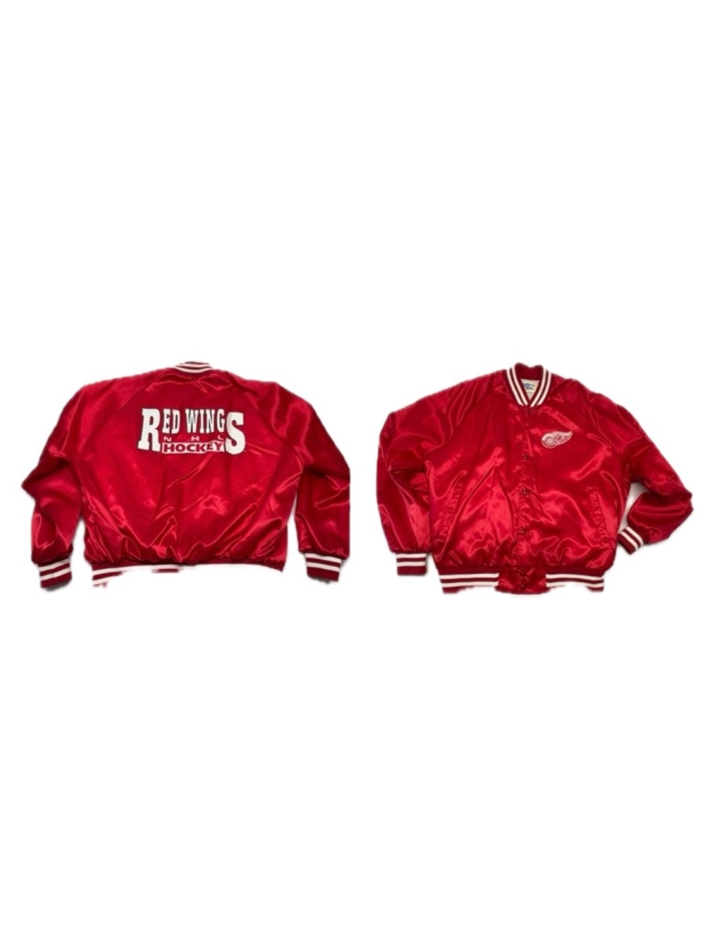 VINTAGE 90s Detroit Red Wings SatinBomber Jacket-2XL (Fits XL) Excellent Condion